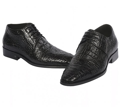 Men’s Black Genuine Full Crocodile Leather Lace-Up Dress Shoes