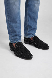 Men’s Black Studded Loafers – Sparko 09 Luxury Slip-On Dress Shoes with Spikes for Party, Prom, and Formal Events