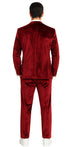 Tazzio Men’s Burgundy Velvet Blazer Suit – 2-Piece Skinny Fit Dress Set