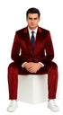 Tazzio Men’s Burgundy Velvet Blazer Suit – 2-Piece Skinny Fit Dress Set