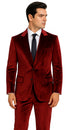 Tazzio Men’s Burgundy Velvet Blazer Suit – 2-Piece Skinny Fit Dress Set