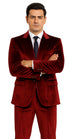 Tazzio Men’s Burgundy Velvet Blazer Suit – 2-Piece Skinny Fit Dress Set