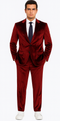 Tazzio Men’s Burgundy Velvet Blazer Suit – 2-Piece Skinny Fit Dress Set