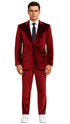Tazzio Men’s Burgundy Velvet Blazer Suit – 2-Piece Skinny Fit Dress Set