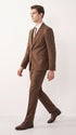 Mens Chestnut Brown 3-Piece Suit – Two-Button Wedding, Business and Formal Suit with Vest Modern Fit