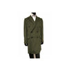 Men's Double Breasted Green Wool Cashmere Coat Knee Length