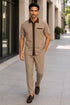 Mens Houndstooth Walking Suit by Dreams by Zacchi – 2 Piece Lei sure Set in brown/tan-99