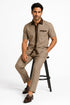 Mens Houndstooth Walking Suit by Dreams by Zacchi – 2 Piece Lei sure Set in brown/tan-99