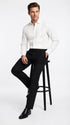 Men’s Ivory Cream Off White Pleated Tuxedo Dress Shirt | French Cuff Formal Wedding Shirt