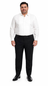 Men’s Ivory Cream Off White Pleated Tuxedo Dress Shirt | French Cuff Formal Wedding Shirt