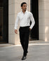 Men’s Ivory Cream Off White Pleated Tuxedo Dress Shirt | French Cuff Formal Wedding Shirt