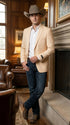 Men’s Light Tan Peachish Champaign Cowboy Blazer – Western Style Sport Coat Jacket for Country Wedding, Rodeo