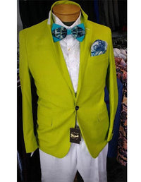 Men’s Lime Green Blazer – Bright Formal Sport Coat for Prom, Wedding and Statement Party Wear in Neon Light Green