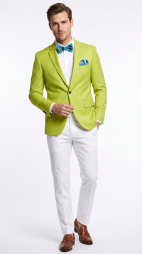 Men’s Lime Green Blazer – Bright Formal Sport Coat for Prom, Wedding and Statement Party Wear in Neon Light Green
