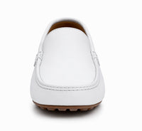 Men’s Mundo White Leather Loafers – Classic Slip-On Dress Shoes for Casual and Formal Wear