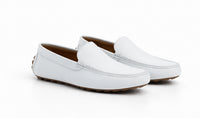 Men’s Mundo White Leather Loafers – Classic Slip-On Dress Shoes for Casual and Formal Wear