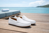 Men’s Mundo White Leather Loafers – Classic Slip-On Dress Shoes for Casual and Formal Wear