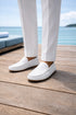Men’s Mundo White Leather Loafers – Classic Slip-On Dress Shoes for Casual and Formal Wear