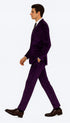 Tazzio Men’s Purple Velvet Tuxedo Style Suit – Peak Lapel Slim Fit 2-Piece Set