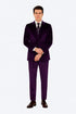 Tazzio Men’s Purple Velvet Tuxedo Style Suit – Peak Lapel Slim Fit 2-Piece Set
