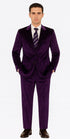 Tazzio Men’s Purple Velvet Tuxedo Style Suit – Peak Lapel Slim Fit 2-Piece Set