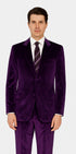 Tazzio Men’s Purple Velvet Tuxedo Style Suit – Peak Lapel Slim Fit 2-Piece Set