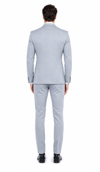 Men’s Silver Dinner Jacket – Satin Peak Lapel Tuxedo Blazer for Weddings, Prom & Formal Events in color silver grey