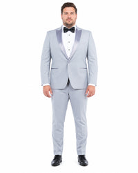 Men’s Silver Dinner Jacket – Satin Peak Lapel Tuxedo Blazer for Weddings, Prom & Formal Events in color silver grey