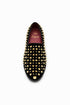Men’s Studded Velvet Loafers – Designer Party and Prom Dress Shoes with Gold and Silver Spikes