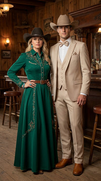 Men’s Tan Cowboy Three Piece Suit – Western Style Wedding and Formal Vested Suit