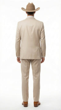 Men’s Tan Cowboy Three Piece Suit – Western Style Wedding and Formal Vested Suit