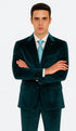 Tazzio Men’s Teal Velvet Suit – Skinny Fit 2-Piece Peak Lapel Formal Set