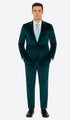Tazzio Men’s Teal Velvet Suit – Skinny Fit 2-Piece Peak Lapel Formal Set