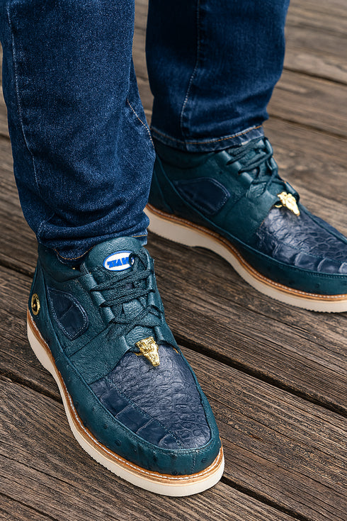 Men's Wild West Boots Caiman and Ostrich Skin Shoe 2ZA050214