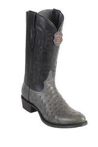 Los Altos Gray Genuine Ostrich Round Toe Boots