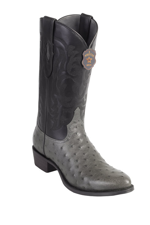 Los Altos Gray Genuine Ostrich Round Toe Boots