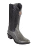 Los Altos Gray Genuine Ostrich Round Toe Boots