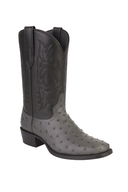 Los Altos Gray Genuine Ostrich Round Toe Boots