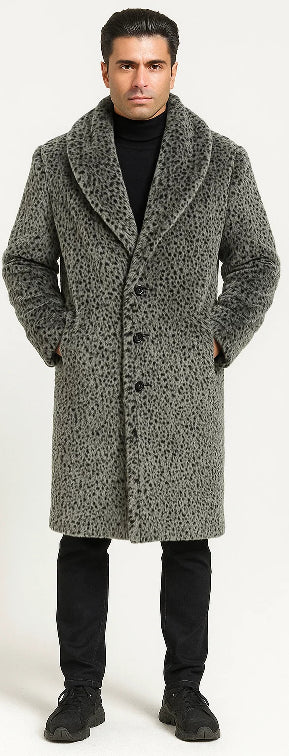Pimp Coat - Gangster 1920s Look - Leopard Faux Fur Coat With Full Length - Vintage Coat