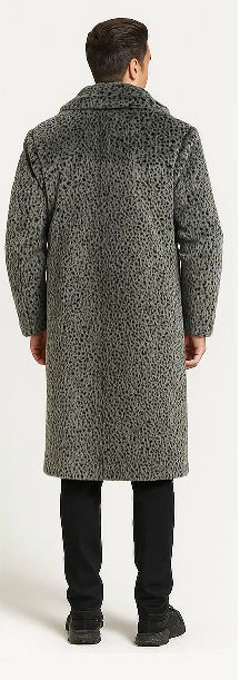 Pimp Coat - Gangster 1920s Look - Leopard Faux Fur Coat With Full Length - Vintage Coat