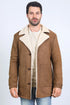 Mens Western Cowboy Long Coat – Brown Faux Suede Frontier Style Jacket