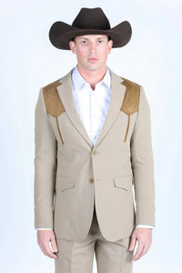 Mens Western Style Suit Coat – Premium Suede Yokes with Elbow Patch Detail