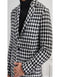 Men's Black and White Houndstooth Lapel Collar Single Breasted Tweed Overcoat