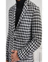 Men's Black and White Houndstooth Lapel Collar Single Breasted Tweed Overcoat