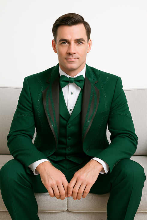 Hunter Green Italian Wool 3-Piece Modern Fit Tuxedo