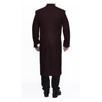 Men's Dress Coat Full Length Wool Dress Top Coat / Overcoat in Burgundy ~ Wine ~ Maroon Color