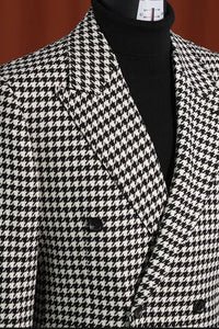 Men’s Houndstooth Wool Blazer | Black & White Modern Fit Sport Coat