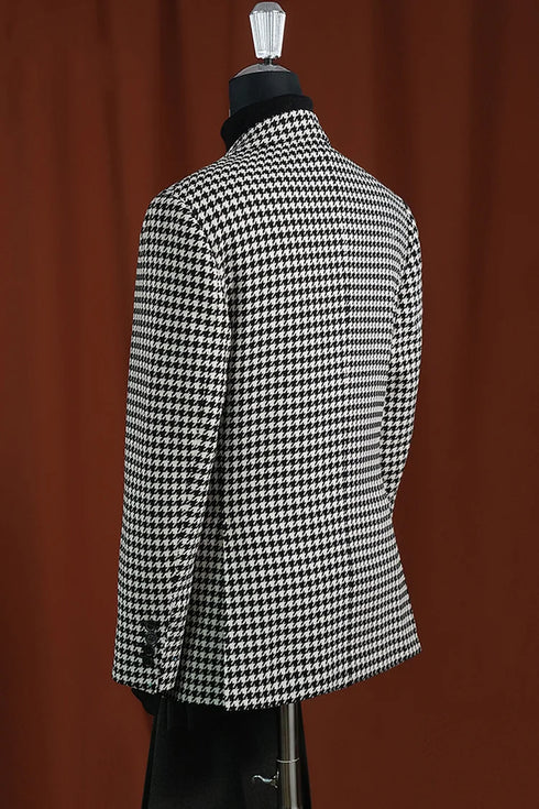 Men’s Houndstooth Wool Blazer | Black & White Modern Fit Sport Coat