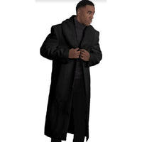 Men Wool Car Coat - Black Driver Coat