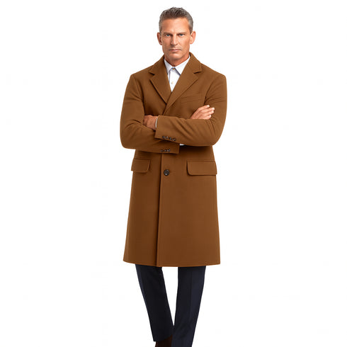Copper Color Vicuna Vitali Light Brown Wool Long Overcoat